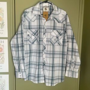 NWT Coevals Club Men’s Western Long Sleeve Pearl Snap Cowboy Plaid Shirt Sz L